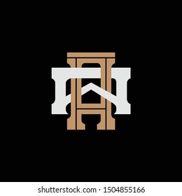 monogram letter AA template logo black, gold, and grey, apparel, interlock, design for clothing