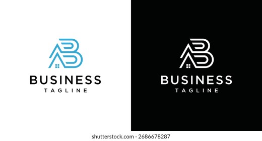 monogram letter AB logo is made with lines, a design for a luxurious, elegant and simple business.	