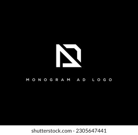 Monogram Letter AD Logo Design. Black and White Logo. Usable for Business Logos. Flat Vector Logo Design Template