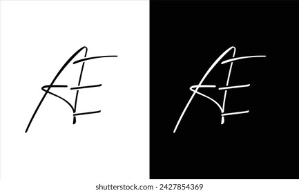 Monogram Letter AE Logo Design. Black and White Logo. Usable for Business Logos. Flat Vector Logo Design Template