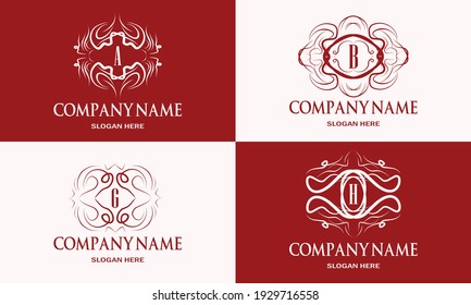 Monogram Letter A,G, B, H, Alphabet Ornaments Logo with Alpahbet. 
Perfect for Cafe, Hotel, Restaurant, Jewelry and Antique.