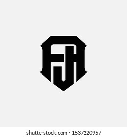 Monogram letter AJ or JA or J or A black white for clothing, apparel, sport, baseball, basketball or logo design inspiration