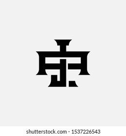 Monogram letter AJ or JA or J or A black white for clothing, apparel, wedding, emblem, or logo design inspiration