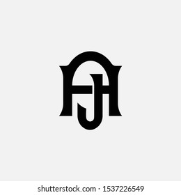 Monogram letter AJ or JA or J or A black white for clothing, apparel, wedding, emblem, or logo design inspiration