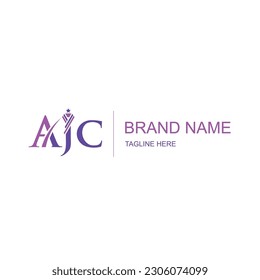 Monogram Letter AJC Logo Design. Black and White Logo. Usable for Business Logos. Flat Vector Logo Design Template