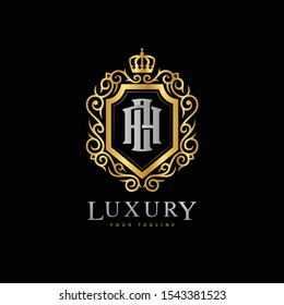 monogram letter AO or OA luxury royal crown logo vector