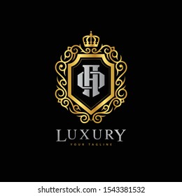 monogram letter AO or OA luxury royal crown logo vector
