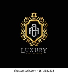 monogram letter AO or OA luxury royal crown logo vector