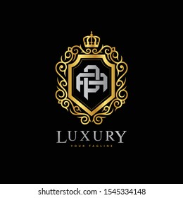 monogram letter AP or PA luxury royal crown logo vector
