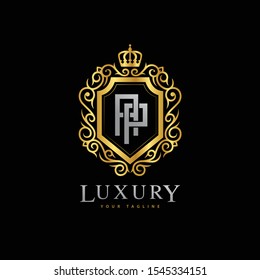 monogram letter AP or PA luxury royal crown logo vector