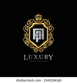 monogram letter AP or PA luxury royal crown logo vector