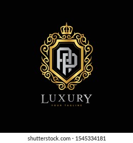 monogram letter AP or PA luxury royal crown logo vector