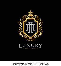 monogram letter AR luxury royal crown logo vector