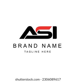 Monogram Letter ASI Logo Design. Black and White Logo. Usable for Business Logos. Flat Vector Logo Design Template