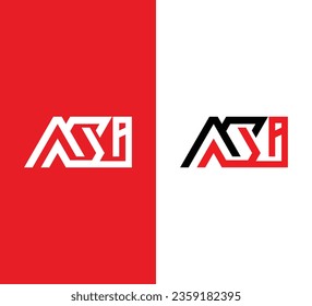Monogram Letter ASI Logo Design. Black and White Logo. Usable for Business Logos. Flat Vector Logo Design Template