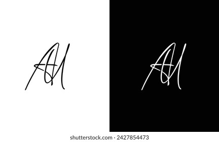 Monogram Letter AU Logo Design. Black and White Logo. Usable for Business Logos. Flat Vector Logo Design Template