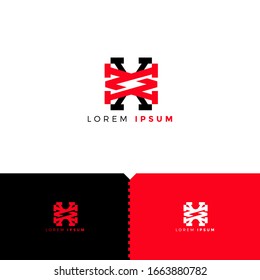 Elementos de plantilla de diseño del logotipo de Monograma AX XX para Grupo de empresas