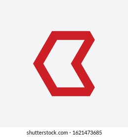Monogram Letter B abstract with arrow back . B Minimalist Logo.- vector