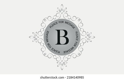 A monogram with the letter B in an elegant frame. Place for text. Template for cafes, bars, boutiques, invitations, attractions. Logo for business. Vintage elements