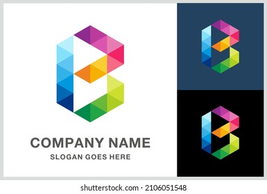 Monogram Letter B Geometric  Business Company Vector Logo Design