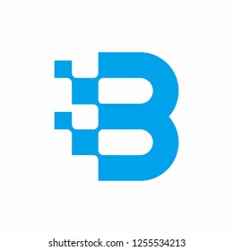 Monogram Letter B Geometric Square Pixel Business Company Vector Logo Design