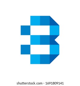 Monogram Letter B Geometric Square Pixel Business Company Vector Logo Design