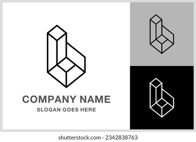 Monogram Letter B Geometric Square Cube Business Company Stock Vector Logo Design Template