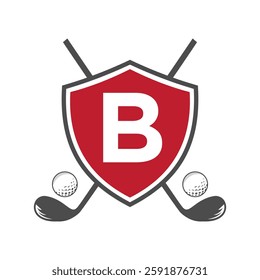 Monogram Letter B Golf Club Logo Design, League and Golfing Symbol Vector Template