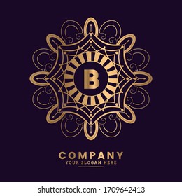 Monogram letter B logo. Artistic mandala logo for Cafe, Hotel, Restaurant, Jewelry and Antique.