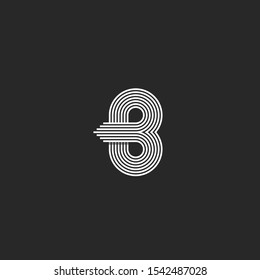 Monogram letter B logo design mockup, parallel lines linear element template, business card emblem