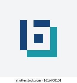 Monogram Letter B negative space with Pixel concept Logo Design. initial  B Abstract Pixel Square Art Minimalist Logo. digital technology concept. - vector