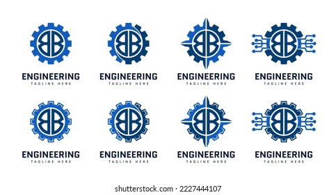 Letra monograma B sobre la marcha. Perfecto para logotipos de ingeniería, industriales, de construcción, automotores y tecnológicos.