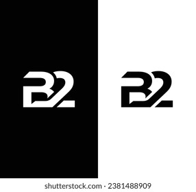 Monogram Letter B2 Logo Design. Black and White Logo. Usable for Business Logos. Flat Vector Logo Design Template