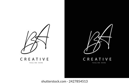 Monogram Letter BA Logo Design. Black and White Logo. Usable for Business Logos. Flat Vector Logo Design Template