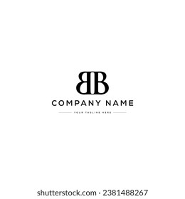 Diseño del logotipo BB de la letra monográfica. Logo en blanco y negro. Usable para logotipos de empresas. Plantilla de diseño de logotipos de vectores planos