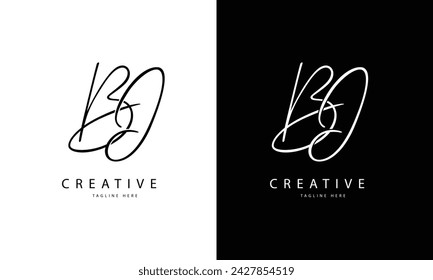 Monogram Letter BI Logo Design. Black and White Logo. Usable for Business Logos. Flat Vector Logo Design Template