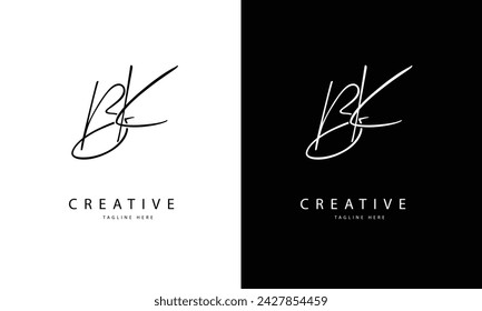 Monogram Letter BK Logo Design. Black and White Logo. Usable for Business Logos. Flat Vector Logo Design Template