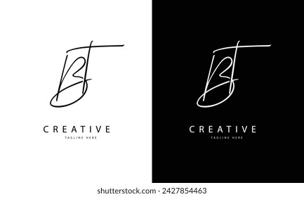 Monogramm-Buchstabe BT Logo Design. Schwarz-Weiß-Logo. Verwendbar für Firmenlogos. Flache Vektor-Logo-Design-Vorlage