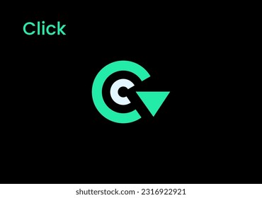 monogram letter C with cursor click symbol