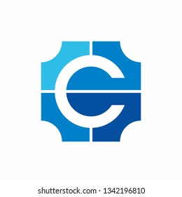 Monogram Letter C Geometric Circle Business Company Vector Logo Design