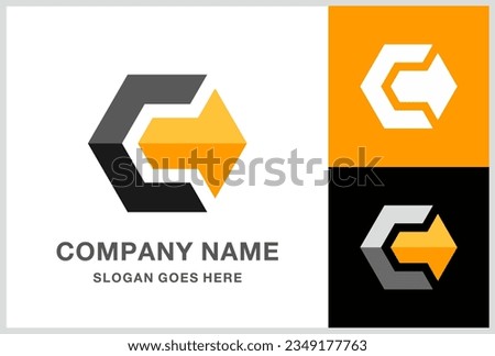 Monogram Letter C Geometric Cube Arrow Business Company Stock Vector Logo Design Template