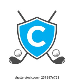 Monogram Letter C Golf Club Logo Design, League and Golfing Symbol Vector Template