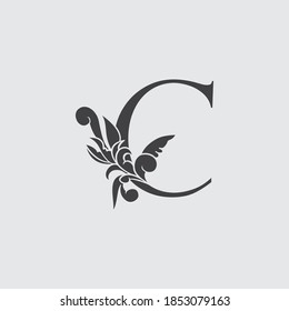 Monogram Letter C Luxury Logo Icon, Vintage  Deco C Letter Gold Color Design