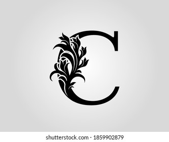 Monogram Letter C Luxury Logo Icon, Vintage Deco C Letter Vector Design.