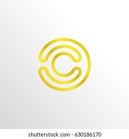 monogram letter c marketing logo icon with gold color