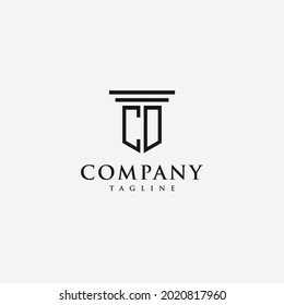 Monogram Letter CD or CO Law Shield Logo