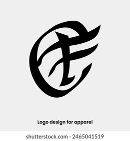 Diseño del logotipo de la letra del monograma CF. Logotipo CF o FC para marcas de ropa. Diseño del logotipo de FC para la marca Apparel. Plantilla de diseño del logotipo de la ropa CF de la letra.