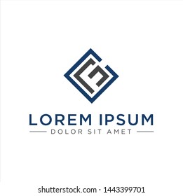 Monogram Letter C&G Logo Geometric Square Business Company