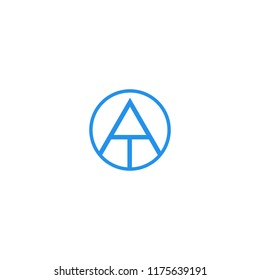 Monogram letter AT in the circle icon logo vector design template concept. isolated on white background