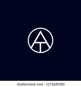Monogram letter AT in the circle icon logo vector design template concept. isolated on white background